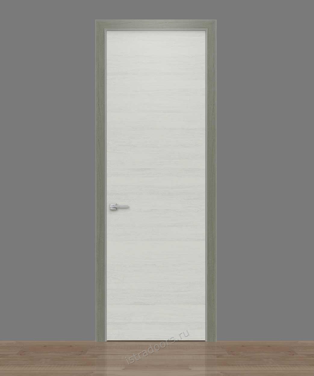 Плоская белая с фактурой дерева .Межкомнатная дверь из массива дуба (1)
